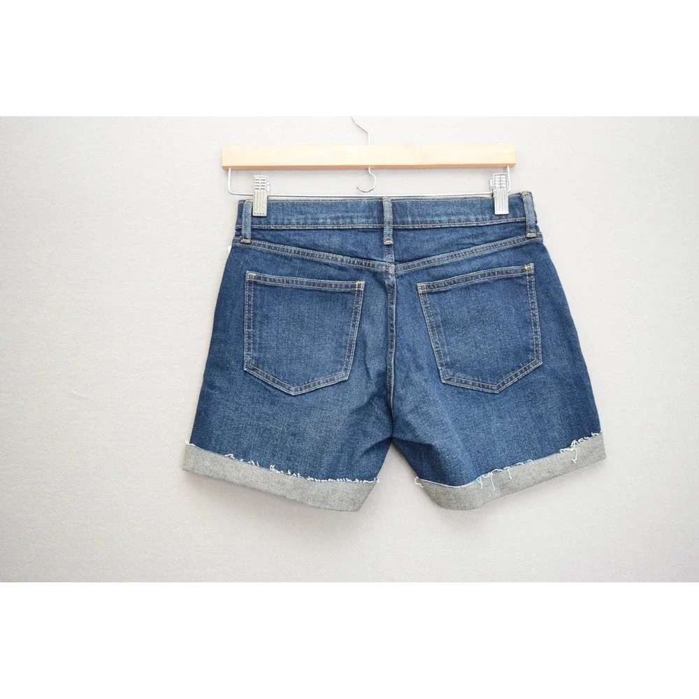 GAP Denim Shorts 5 Inch Womens 00 24 Blue Raw Hem Roll Cuff Jeans New - Picture 2 of 6
